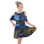 Psychedelic Landscape Kids  Shoulder Cutout Chiffon Dress