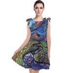Psychedelic Landscape Tie Up Tunic Dress