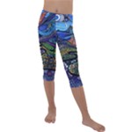 Psychedelic Landscape Kids  Lightweight Velour Capri Leggings 