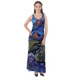 Psychedelic Landscape Sleeveless Velour Maxi Dress