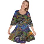 Psychedelic Landscape Velour Kimono Dress