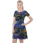 Psychedelic Landscape Cap Sleeve Velour Dress 