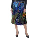 Psychedelic Landscape Classic Velour Midi Skirt 