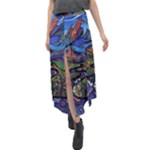 Psychedelic Landscape Velour Split Maxi Skirt