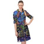 Psychedelic Landscape Long Sleeve Mini Shirt Dress