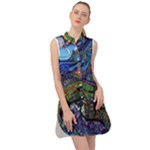 Psychedelic Landscape Sleeveless Shirt Dress
