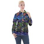 Psychedelic Landscape Women s Long Sleeve Pocket Shirt