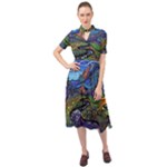 Psychedelic Landscape Keyhole Neckline Chiffon Dress