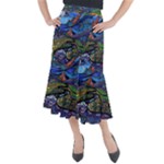 Psychedelic Landscape Midi Mermaid Skirt