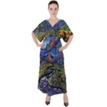 Psychedelic Landscape V-Neck Boho Style Maxi Dress