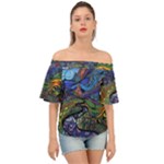 Psychedelic Landscape Off Shoulder Short Sleeve Top