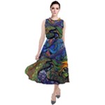 Psychedelic Landscape Round Neck Boho Dress