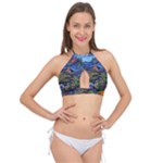 Psychedelic Landscape Cross Front Halter Bikini Top