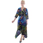 Psychedelic Landscape Quarter Sleeve Wrap Front Maxi Dress