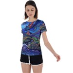 Psychedelic Landscape Back Circle Cutout Sports T-Shirt