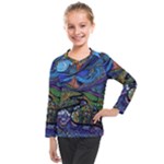 Psychedelic Landscape Kids  Long Mesh T-Shirt