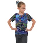 Psychedelic Landscape Kids  Mesh Piece T-Shirt