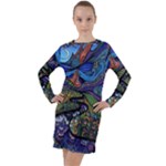 Psychedelic Landscape Long Sleeve Hoodie Dress