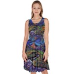 Psychedelic Landscape Knee Length Skater Dress With Pockets
