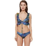 Psychedelic Landscape Low Cut Ruffle Edge Bikini Set