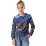 Psychedelic Landscape Kids  Long Sleeve T-Shirt with Frill 