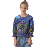 Psychedelic Landscape Kids  Cuff Sleeve Top