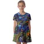 Psychedelic Landscape Kids  Short Sleeve Pinafore Style Dress