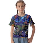 Psychedelic Landscape Kids  Cuff Sleeve Scrunch Bottom T-Shirt