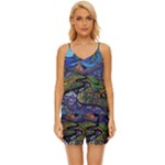 Psychedelic Landscape V-Neck Satin Pajamas Set