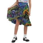 Psychedelic Landscape Kids  Ruffle Flared Wrap Midi Skirt