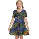 Psychedelic Landscape Kids  Short Sleeve Tiered Mini Dress