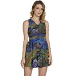 Psychedelic Landscape Sleeveless High Waist Mini Dress