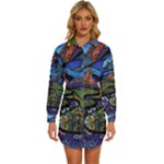 Psychedelic Landscape Womens Long Sleeve Shirt Dress