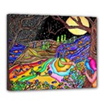 Nature Moon Psychedelic Painting Canvas 20  x 16  (Stretched)