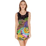 Nature Moon Psychedelic Painting Bodycon Dress