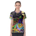 Nature Moon Psychedelic Painting Women s Sport Mesh T-Shirt