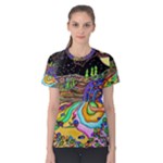 Nature Moon Psychedelic Painting Women s Cotton T-Shirt