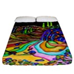 Nature Moon Psychedelic Painting Fitted Sheet (Queen Size)