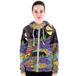 Nature Moon Psychedelic Painting Women s Zipper Hoodie