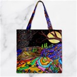 Nature Moon Psychedelic Painting Zipper Grocery Tote Bag