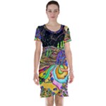 Nature Moon Psychedelic Painting Short Sleeve Nightdress