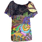 Nature Moon Psychedelic Painting Women s Oversized T-Shirt