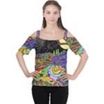 Nature Moon Psychedelic Painting Cutout Shoulder T-Shirt