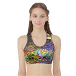 Nature Moon Psychedelic Painting Sports Bra with Border