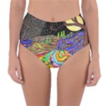 Nature Moon Psychedelic Painting Reversible High-Waist Bikini Bottoms