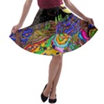 Nature Moon Psychedelic Painting A-line Skater Skirt