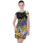 Nature Moon Psychedelic Painting Drawstring Hooded Dress