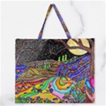 Nature Moon Psychedelic Painting Zipper Large Tote Bag