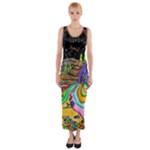 Nature Moon Psychedelic Painting Fitted Maxi Dress