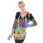 Nature Moon Psychedelic Painting Tie Up T-Shirt